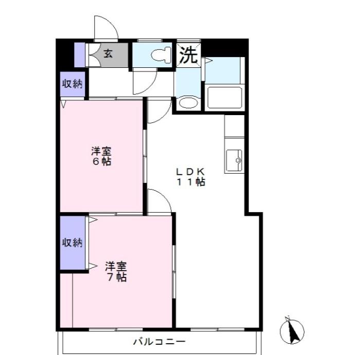 政和ビル(2LDK/4階)の間取り写真