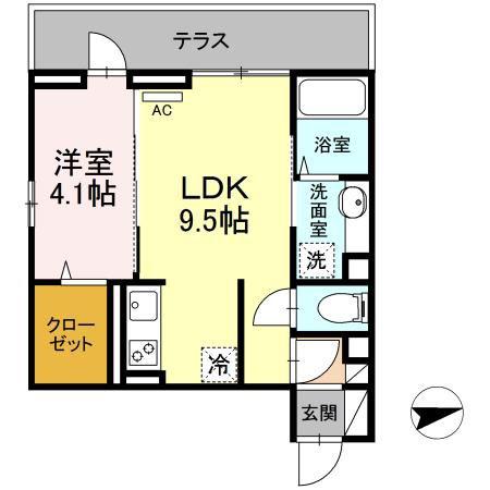ラ・パーチェ(1LDK/1階)の間取り写真