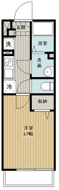 リブリ・久米川(1K/1階)の間取り写真