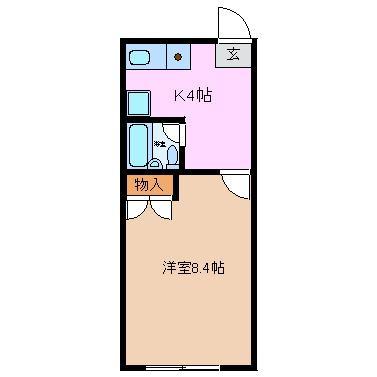 ハウスアイリス(1K/3階)の間取り写真