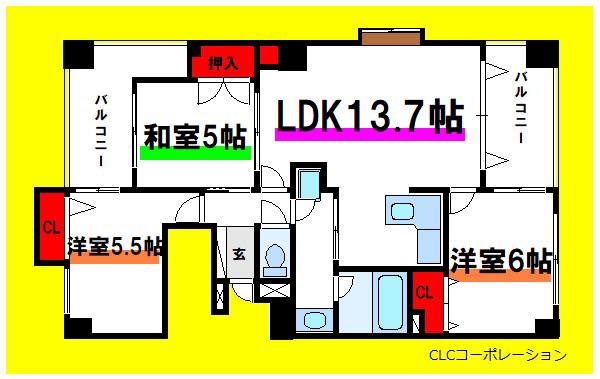 セントヒルズ町屋(3LDK/8階)の間取り写真