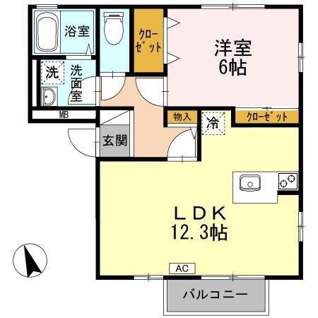 ロイヤルウェルス(1LDK/3階)の間取り写真