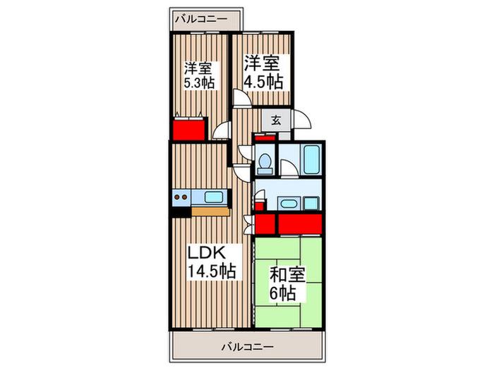 新座四季タウン(3LDK/1階)の間取り写真