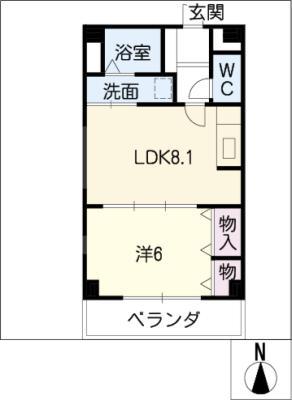 グレイスコート(1LDK/6階)の間取り写真