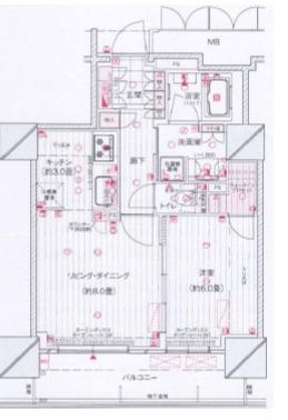 ブランズタワー・ウェリス心斎橋ノース(2LDK/5階)の間取り写真