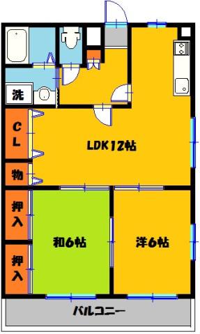 ストロベリータウン(2LDK/3階)の間取り写真