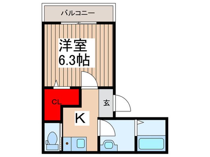 ラウレア谷塚(1K/3階)の間取り写真