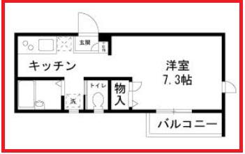 エフ・グランデ(ワンルーム/2階)の間取り写真
