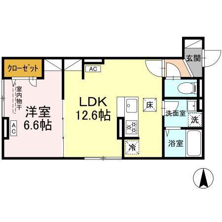 グラナーデ西加平(1LDK/1階)の間取り写真