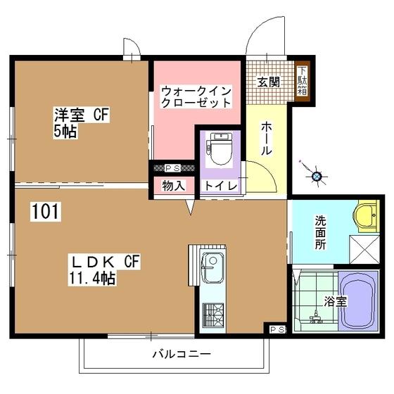 ガーデンハイツ(1LDK/1階)の間取り写真