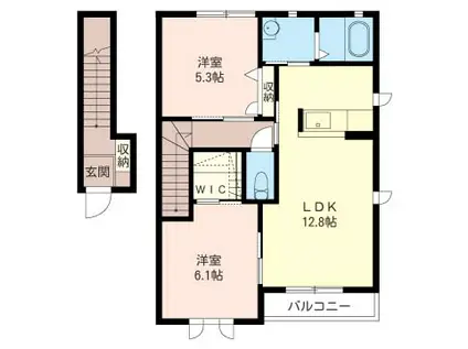 ウェルコートA(2LDK/2階)の間取り写真