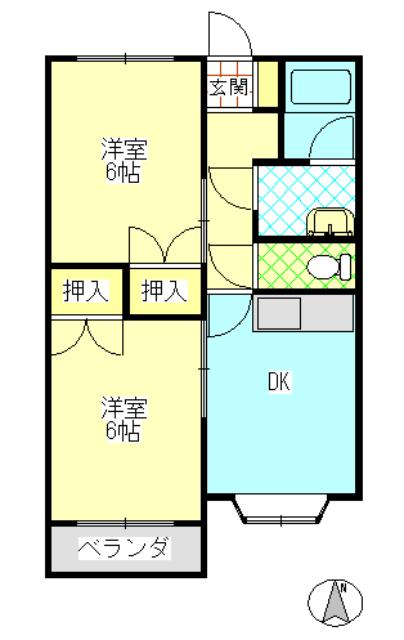 ぐらんでパレス(2DK/1階)の間取り写真