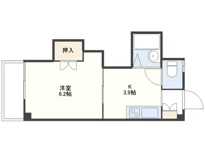 アベニューベルコート(1K/3階)の間取り写真