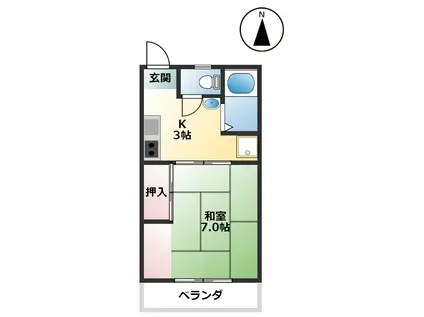 コーポ上原(1K/2階)の間取り写真