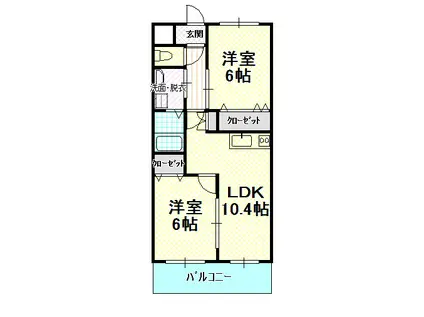 アシューレ(2LDK/1階)の間取り写真