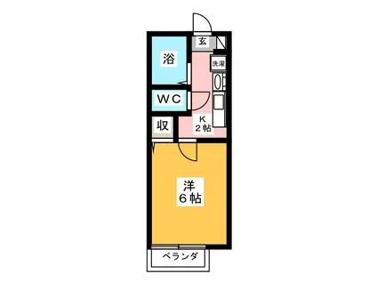アズベリーパーク(1K/2階)の間取り写真