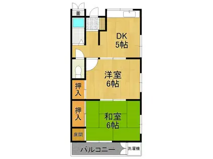 宏陽荘(2DK/1階)の間取り写真