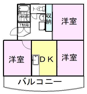 道原マンション(3DK/1階)の間取り写真