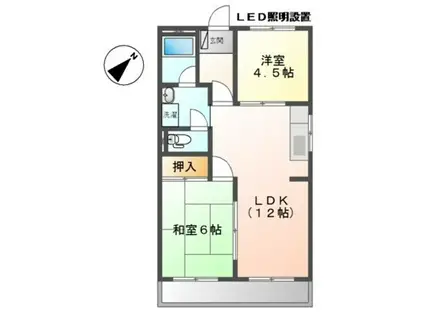 グリーンピア神戸(2LDK/2階)の間取り写真