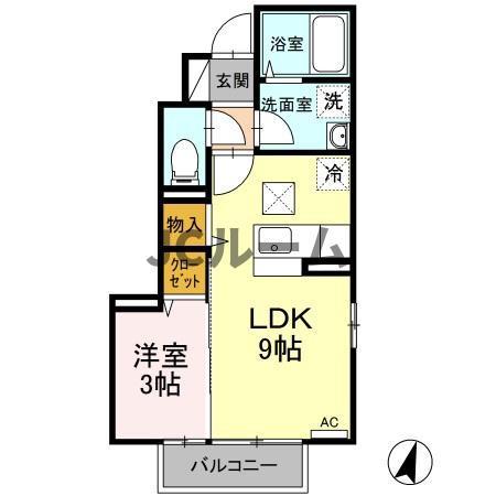 CASAフィオーレ(1LDK/1階)の間取り写真
