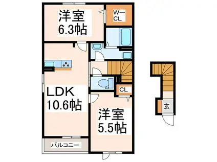 エヴァンジェル・II(2LDK/2階)の間取り写真