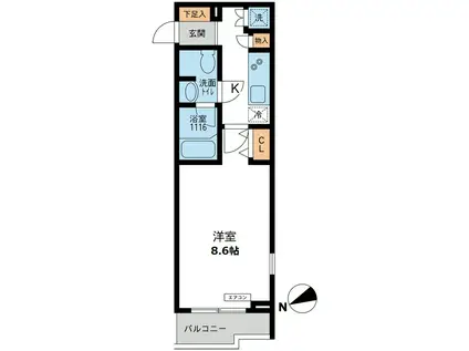 パシフィックコート目黒南 1階(1K/1階)の間取り写真