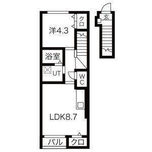 ヒナハウス(1LDK/2階)の間取り写真