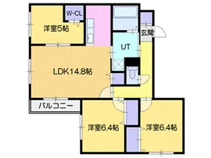 シロッコ新札幌(3LDK/4階)の間取り写真