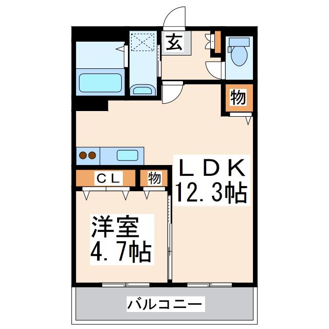 リスタジォーネ迎町(1LDK/7階)の間取り写真