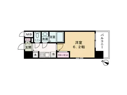 エスリード中之島サウス(1K/6階)の間取り写真