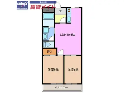 SUNRISE 21(2LDK/2階)の間取り写真