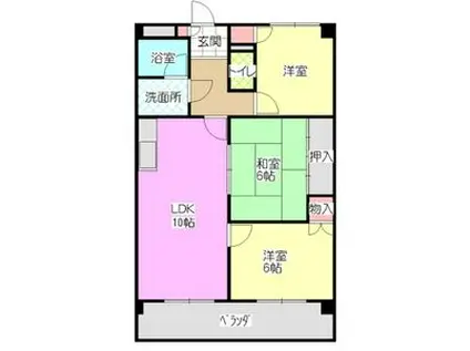 スカイコートウスイ(3LDK/4階)の間取り写真