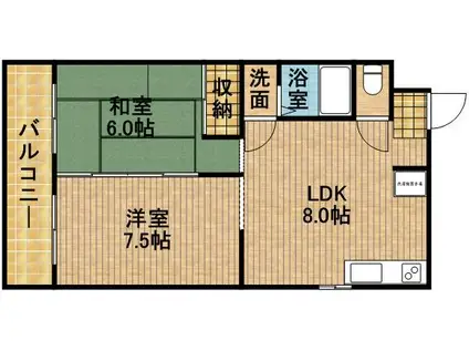 エスポワール(2DK/3階)の間取り写真