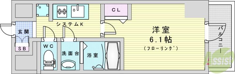 プレサンス塚本アクミリオン(1K/10階)の間取り写真