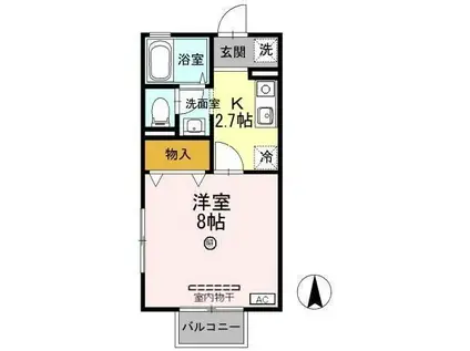 コーポ毛矢II(1K/2階)の間取り写真