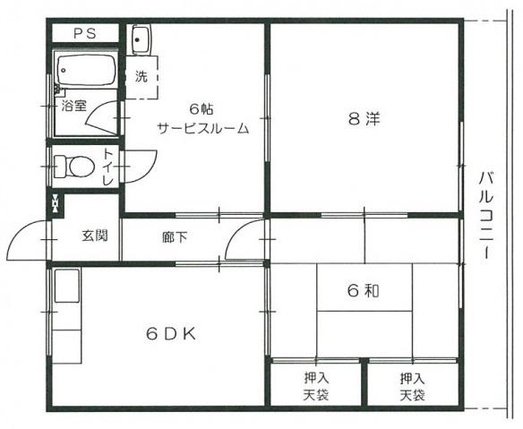 真藤ビル(2SDK/3階)の間取り写真