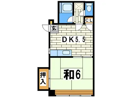 杉田ハイツ(1DK/2階)の間取り写真