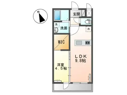 若木町アパート(1LDK/2階)の間取り写真