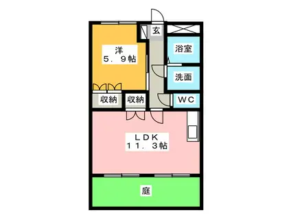 コリーヌ(1LDK/1階)の間取り写真