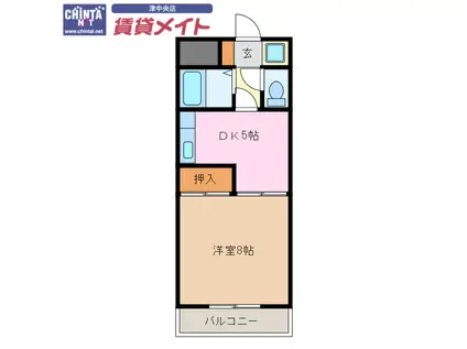 マンション青山(1DK/3階)の間取り写真