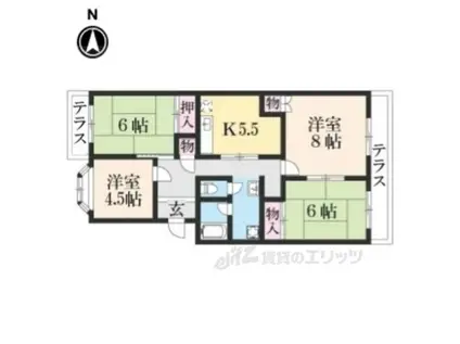 ジャデーン桂Ⅰ(4DK/1階)の間取り写真