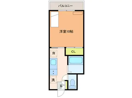 PLAZA磯部(1K/2階)の間取り写真