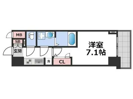 S-RESIDENCE堺筋本町DEUX(1K/11階)の間取り写真