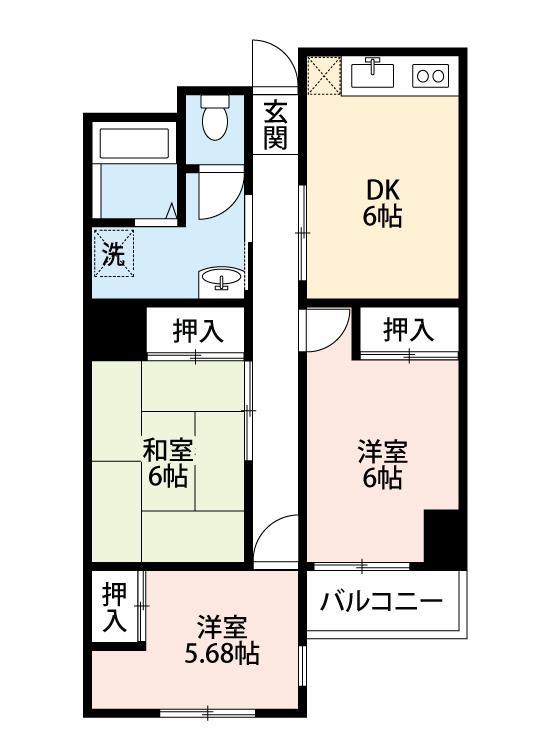 佐井寺ハイツ(3DK/4階)の間取り写真