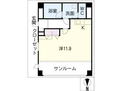 グレイス小賀須(ワンルーム/3階)の間取り写真