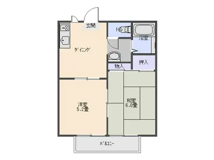 サンモール寺内(2DK/2階)の間取り写真