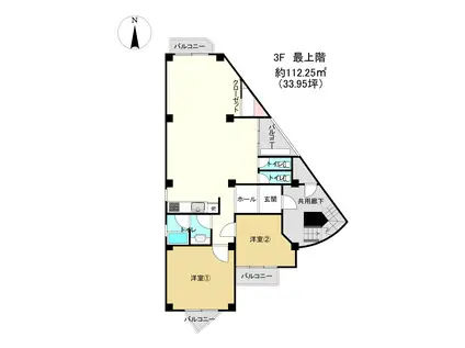 ミヤックスビル(2LDK/3階)の間取り写真