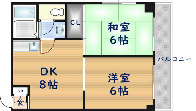 コンフォート長田(2DK/3階)の間取り写真