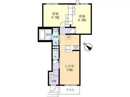 サンボナール(2LDK/1階)の間取り写真