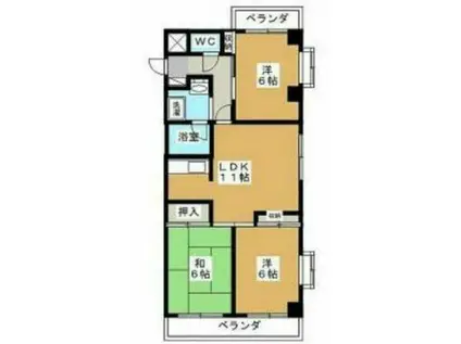 プレステージ市川II(2LDK/4階)の間取り写真